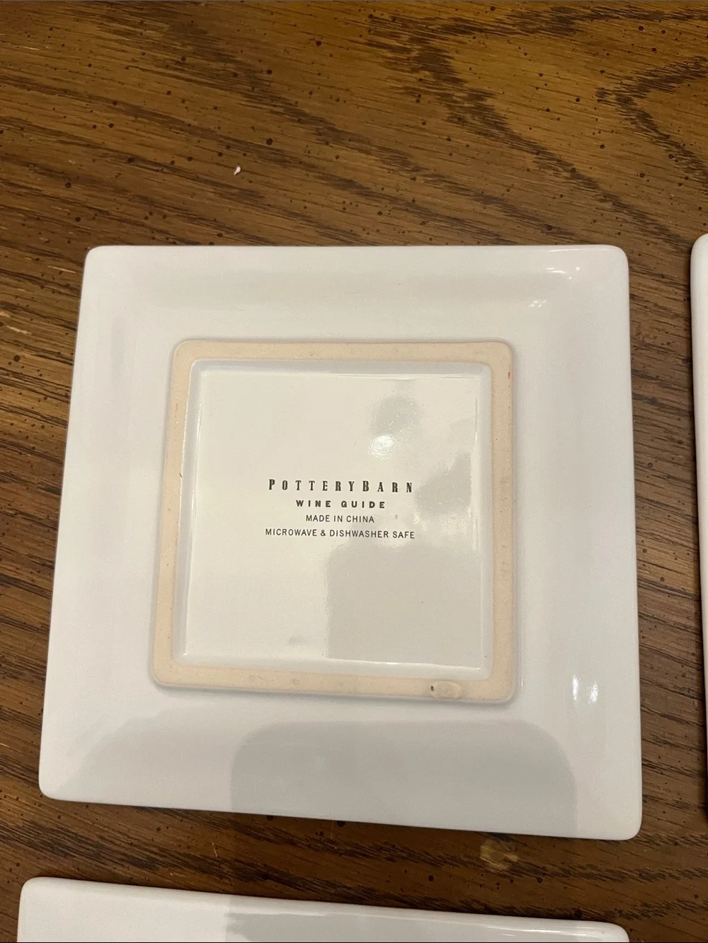 Pottery Barn Wine Glass Square Appetizer Plates Set